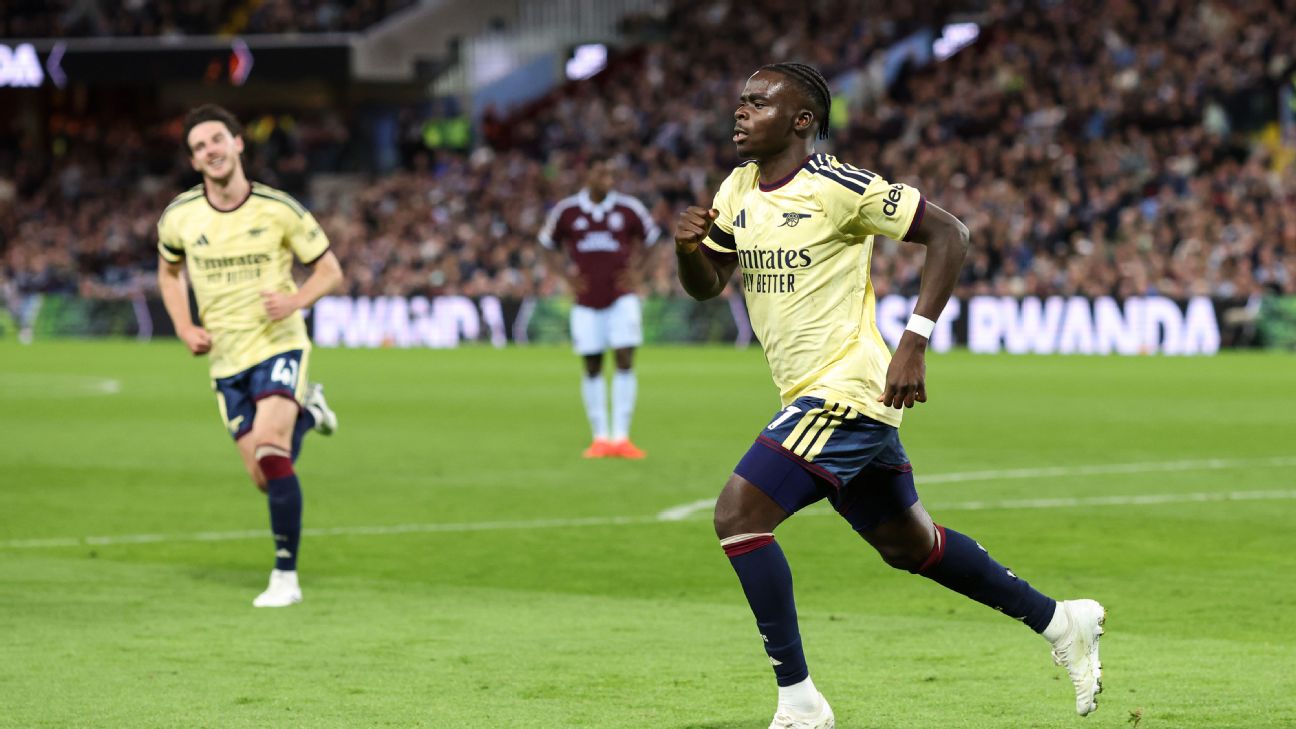 Bukayo Saka ซัดครึ่งหลังพา Arsenal บุกชนะ Aston Villa ที่ Villa Park รูปประกอบข่าวฟุตบอล