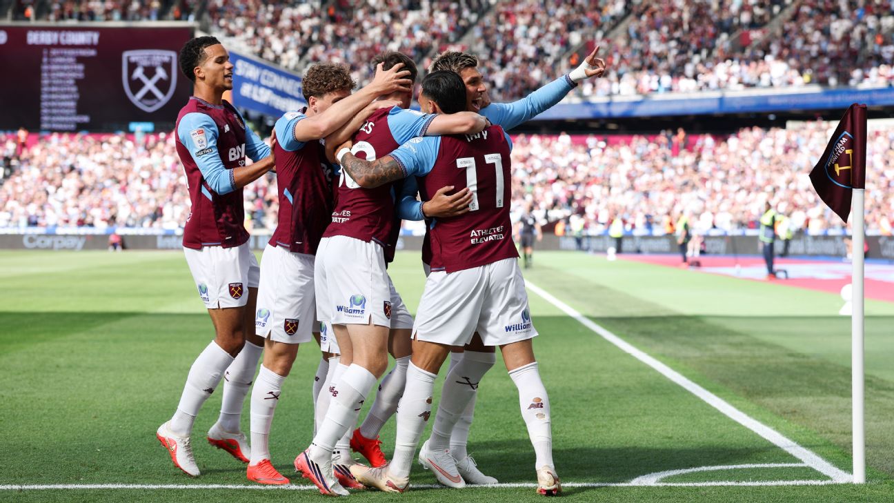 West Ham ชนะ Derby 3-0 คว้าชัยใน Championship สรุปเกมและคนทำประตู รูปประกอบข่าวฟุตบอล