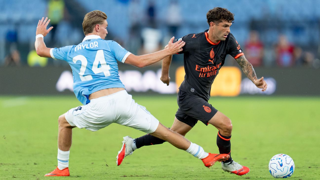 Christian Pulisic แอสซิสต์ AC Milan ไล่ตีเสมอ Lazio 2-2 หลังโดนนำสองประตู รูปประกอบข่าวฟุตบอล