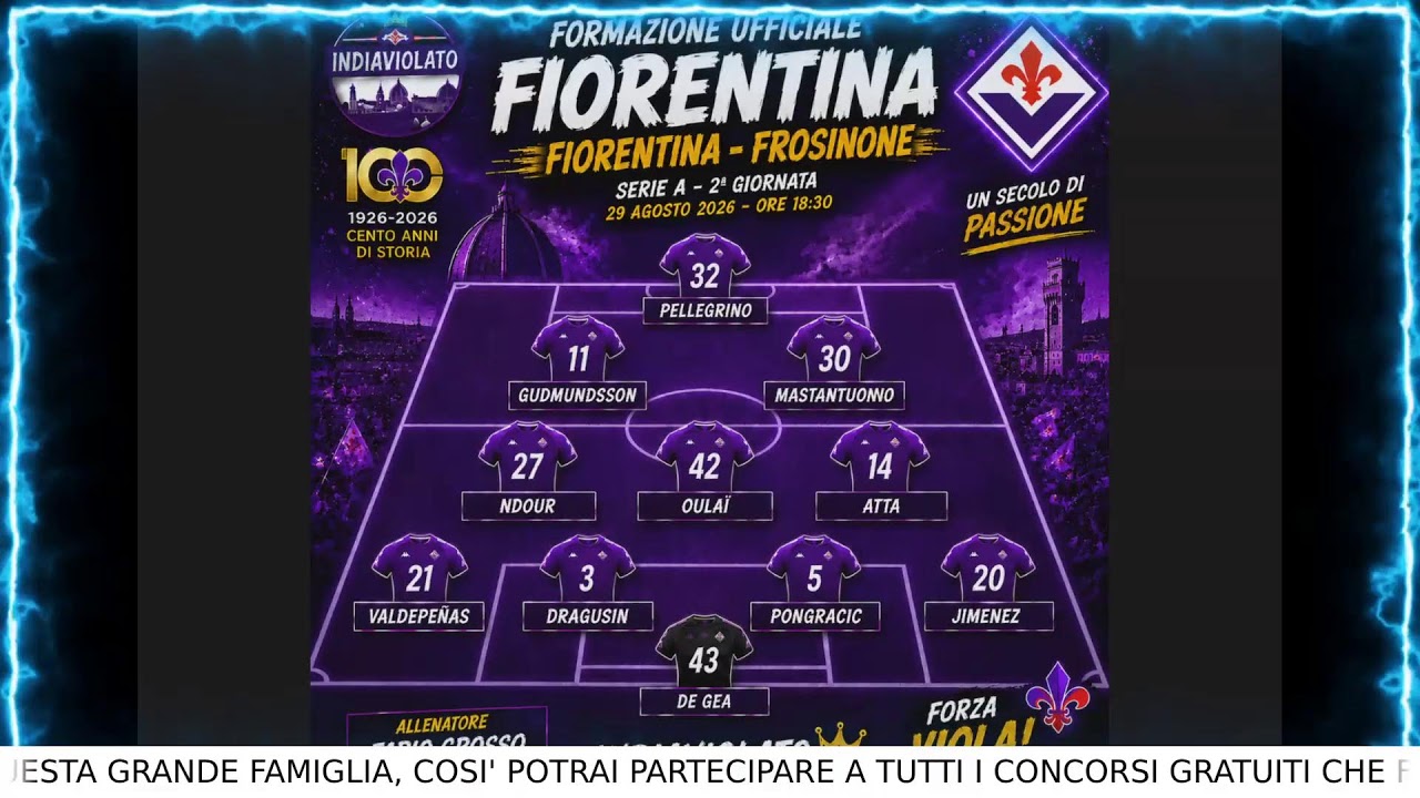 Fiorentina vs Frosinone ภาพถ่ายทอดสดฟุตบอล