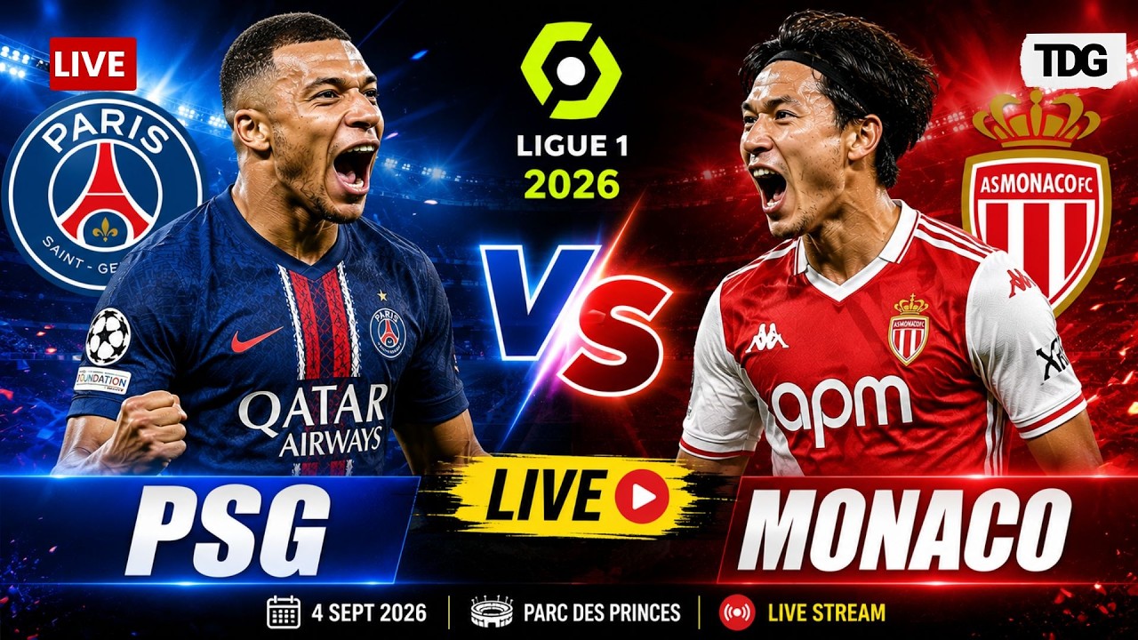 Paris Saint-Germain vs AS Monaco ภาพถ่ายทอดสดฟุตบอล